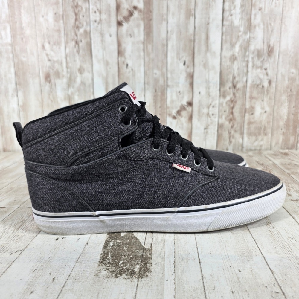 Vans Atwood Hi Mens 12 Charcoal Gray Textile Mid Top Skate Shoes 721356